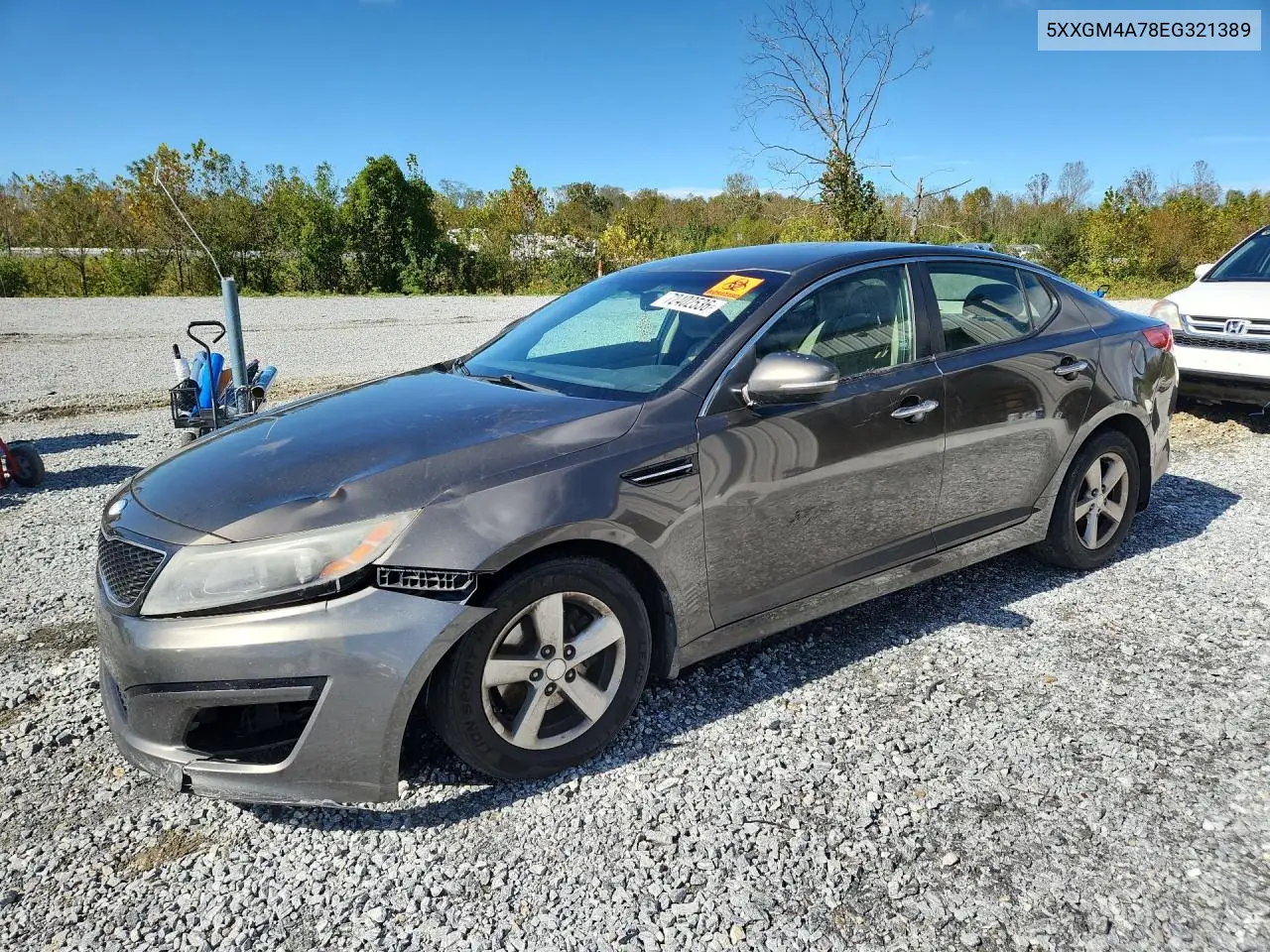 KIA OPTIMA 2014, VIN 5XXGM4A78EG321389