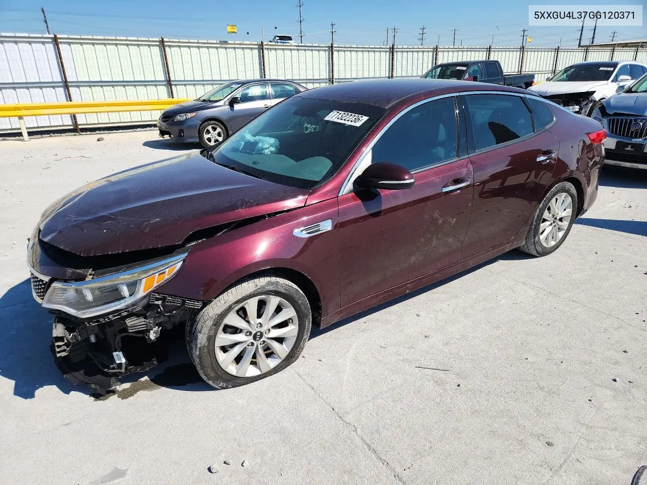 KIA OPTIMA 2016, VIN 5XXGU4L37GG120371