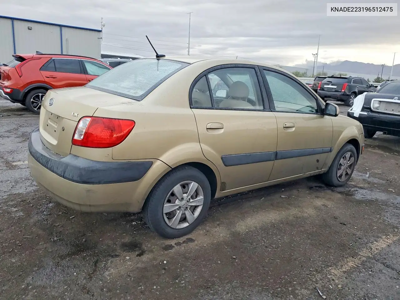2009 KIA RIO VIN KNADE223196512475 — фото 3