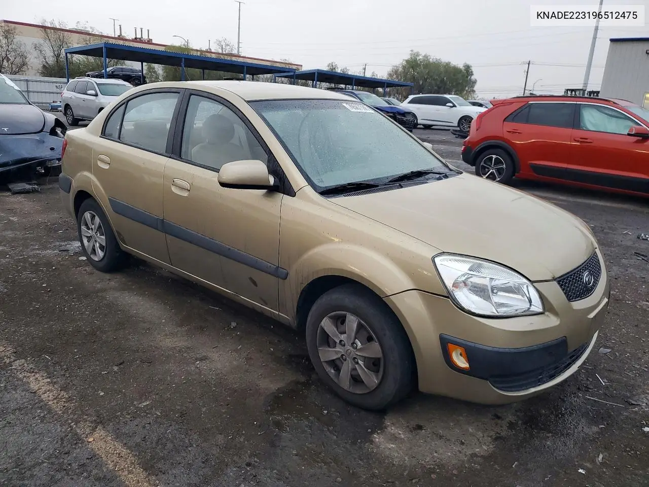 2009 KIA RIO VIN KNADE223196512475 — фото 4
