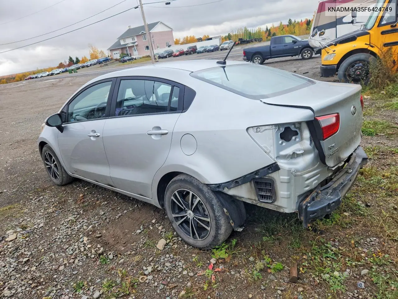 2015 KIA RIO VIN KNADM4A35F6424749 — фото 2