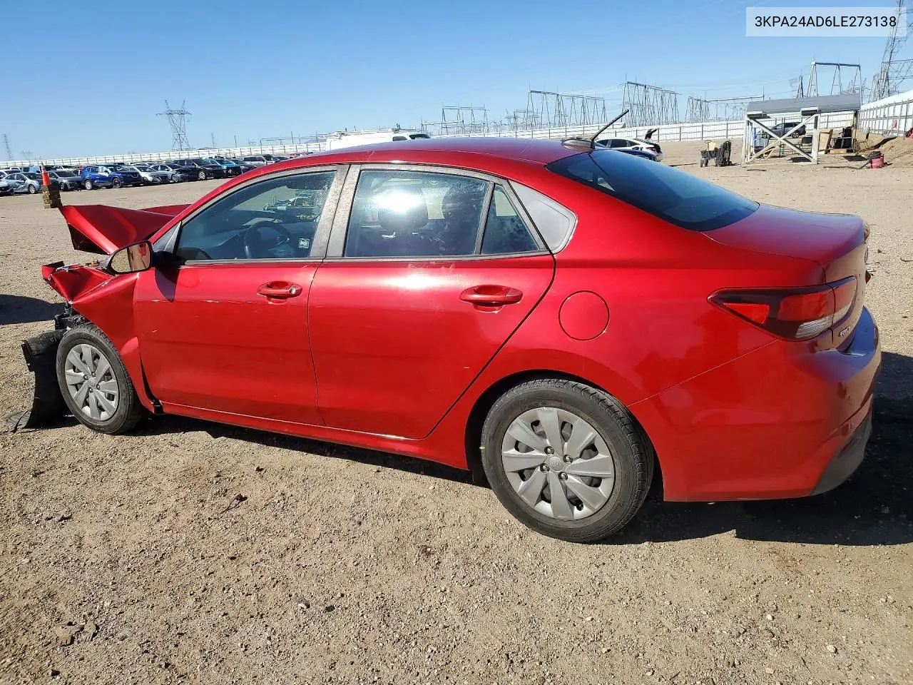 2020 KIA RIO VIN 3KPA24AD6LE273138 — фото 2