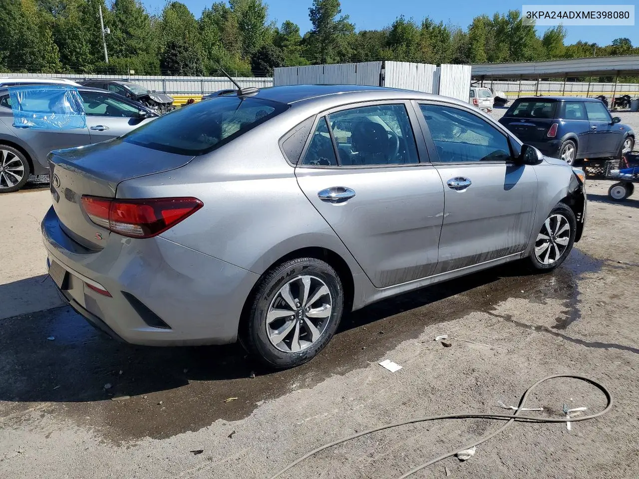 2021 KIA RIO VIN 3KPA24ADXME398080 — фото 3