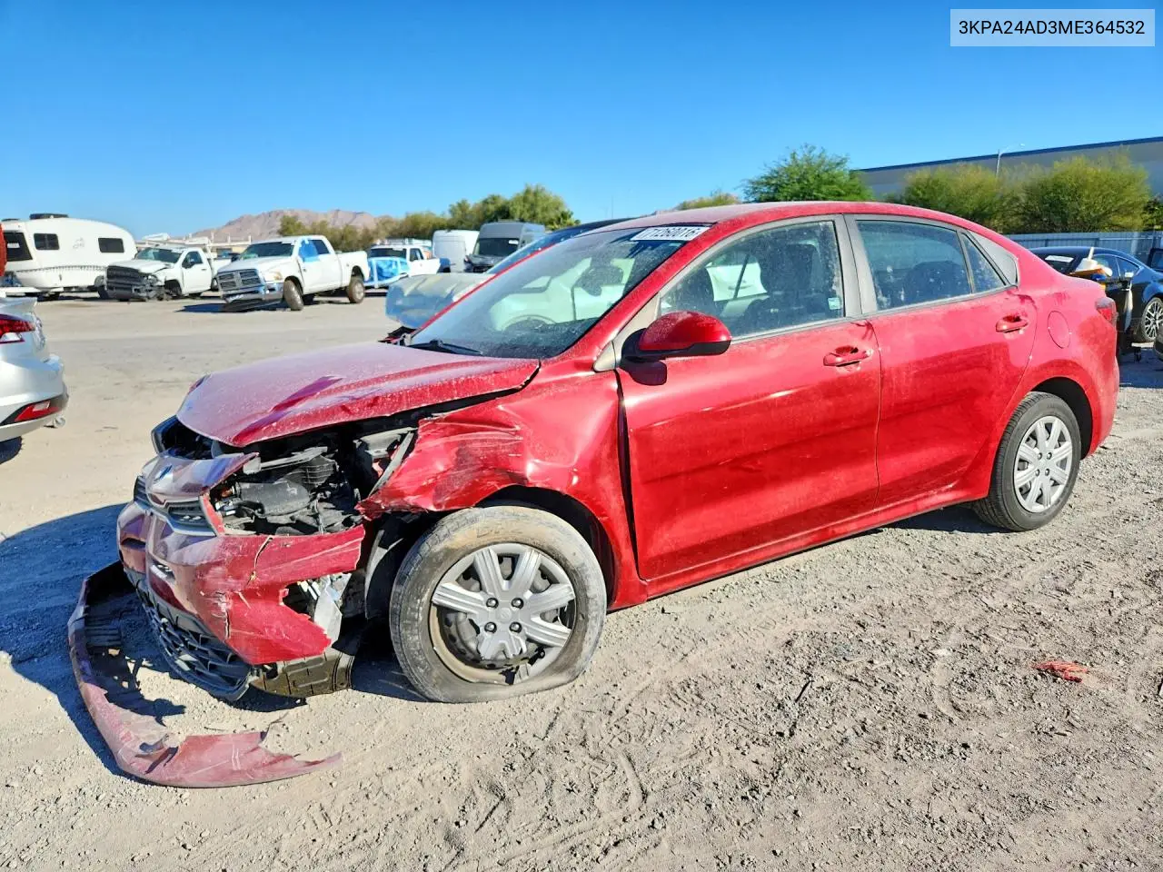 KIA RIO 2021, VIN 3KPA24AD3ME364532