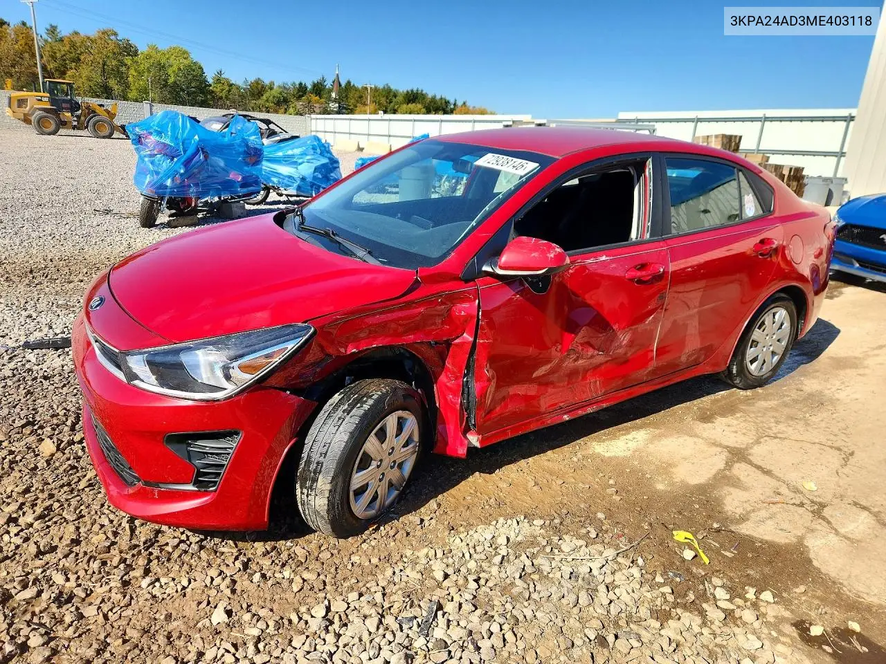 KIA RIO 2021, VIN 3KPA24AD3ME403118