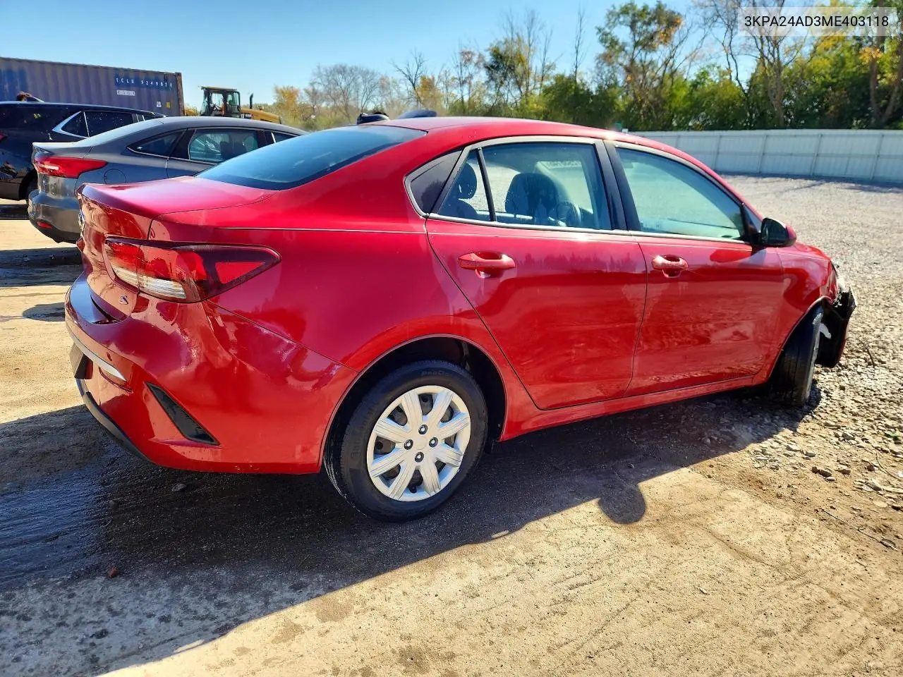 2021 KIA RIO VIN 3KPA24AD3ME403118 — фото 3