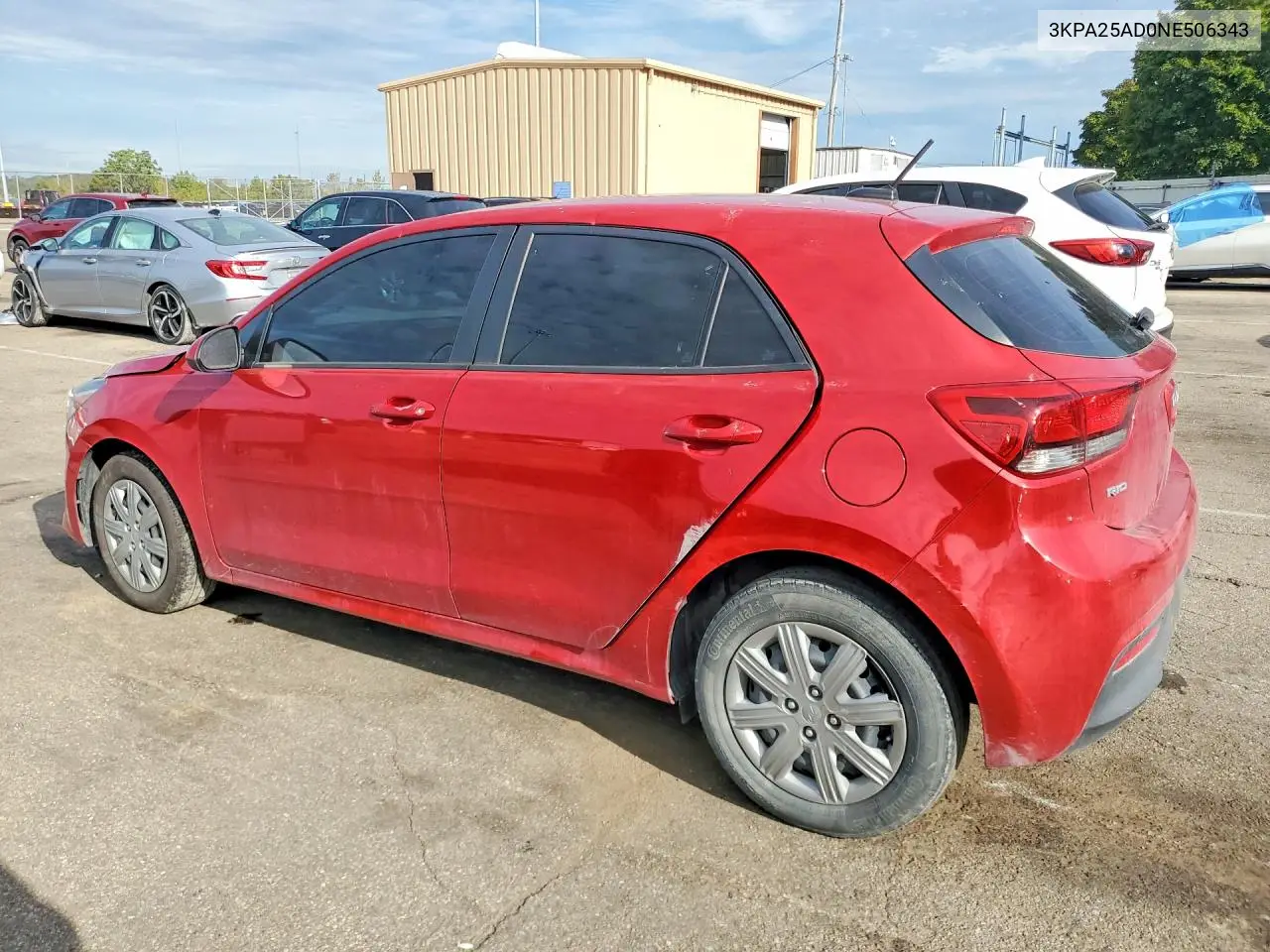 2022 KIA RIO VIN 3KPA25AD0NE506343 — фото 2