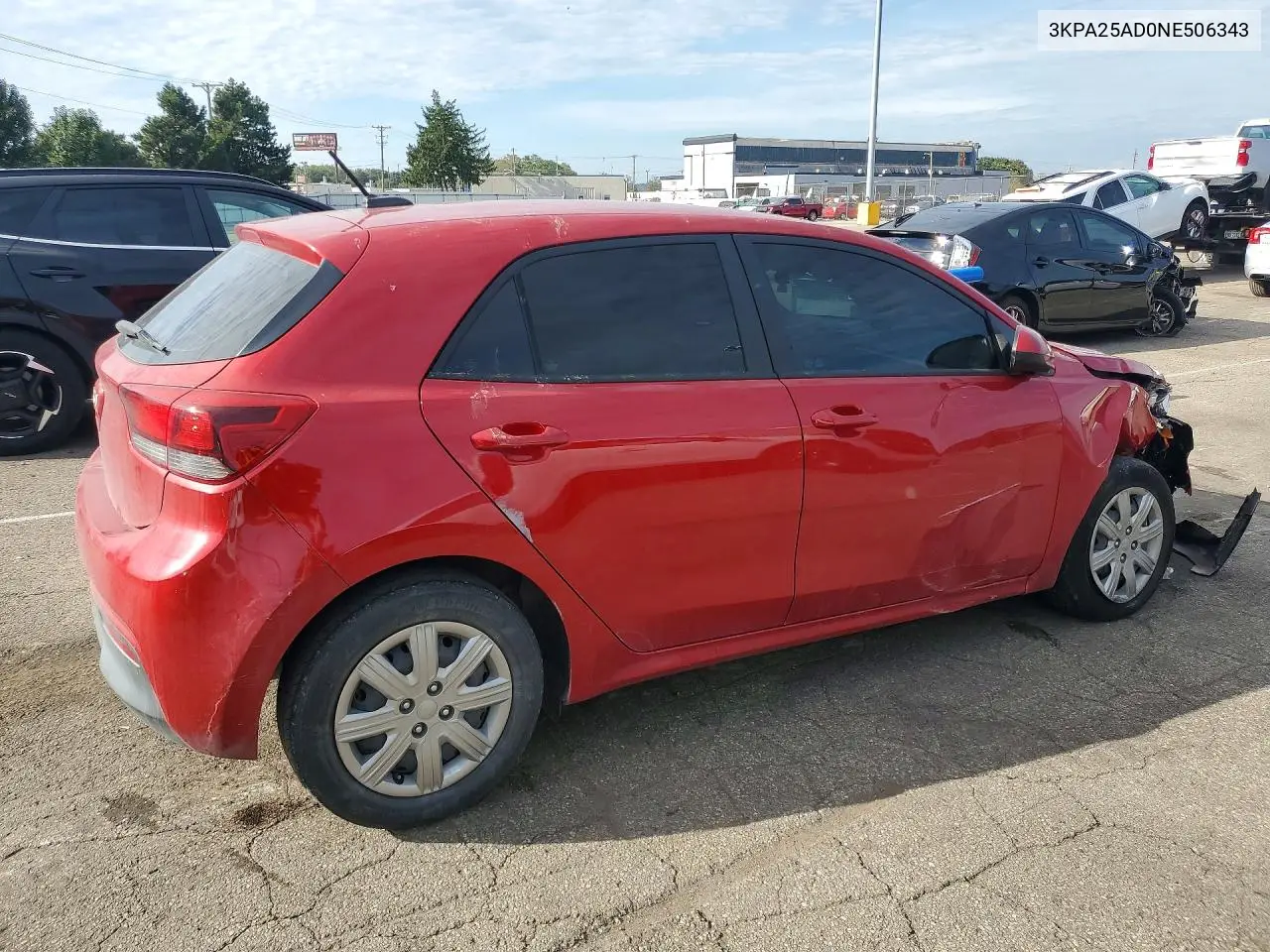 2022 KIA RIO VIN 3KPA25AD0NE506343 — фото 3