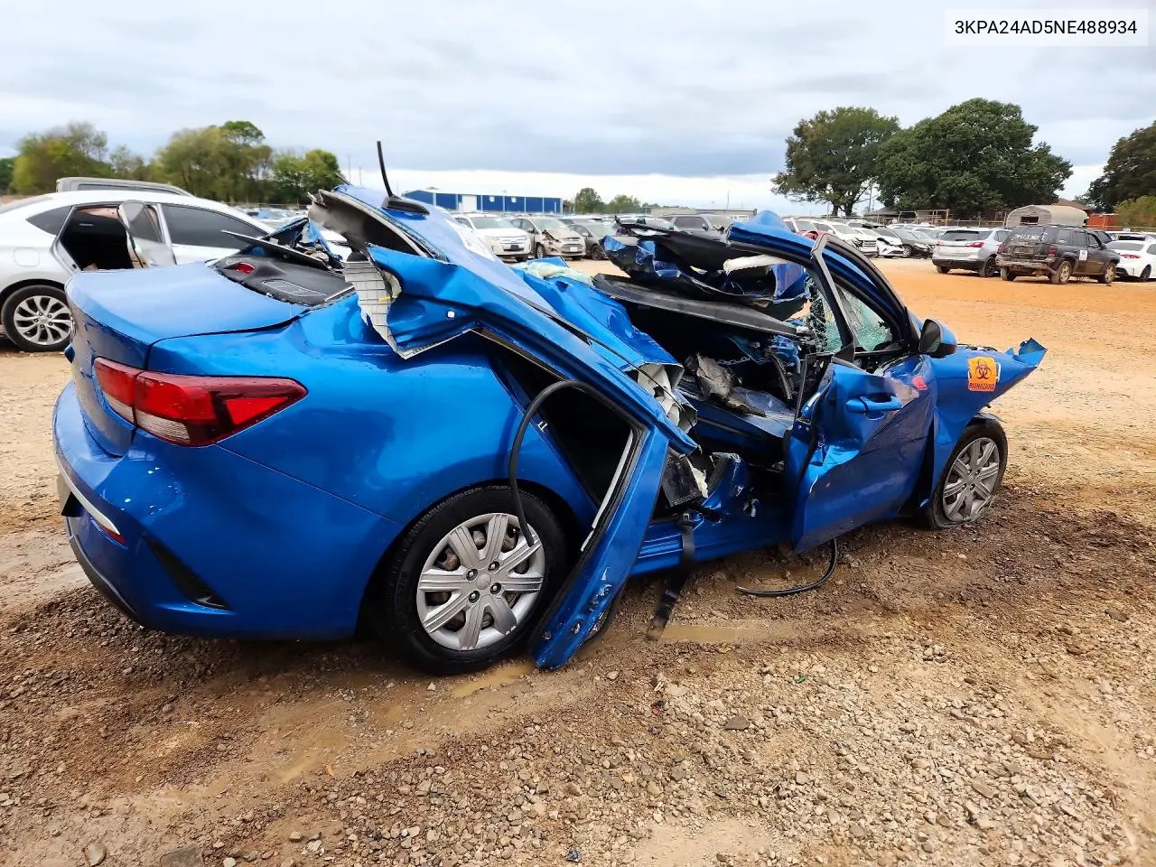 2022 KIA RIO VIN 3KPA24AD5NE488934 — фото 3