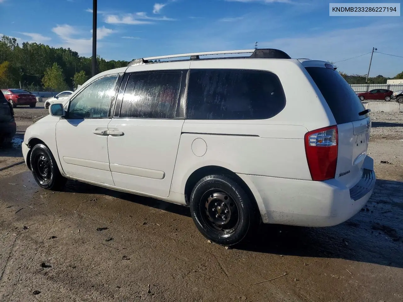2008 KIA SEDONA VIN KNDMB233286227194 — фото 2