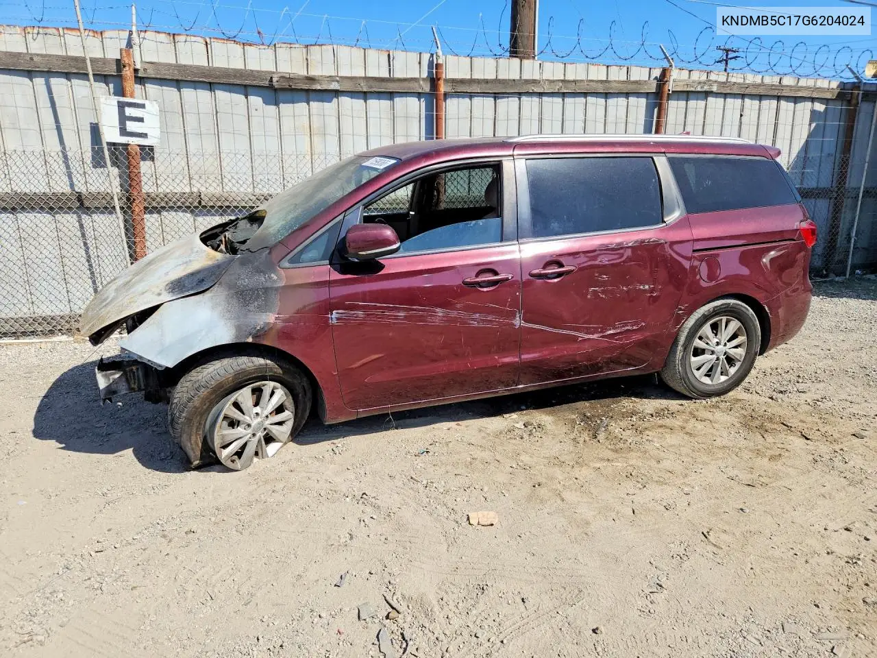 KIA SEDONA 2016, VIN KNDMB5C17G6204024