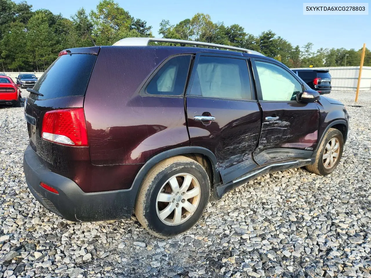 2012 KIA SORENTO VIN 5XYKTDA6XCG278803 — фото 3