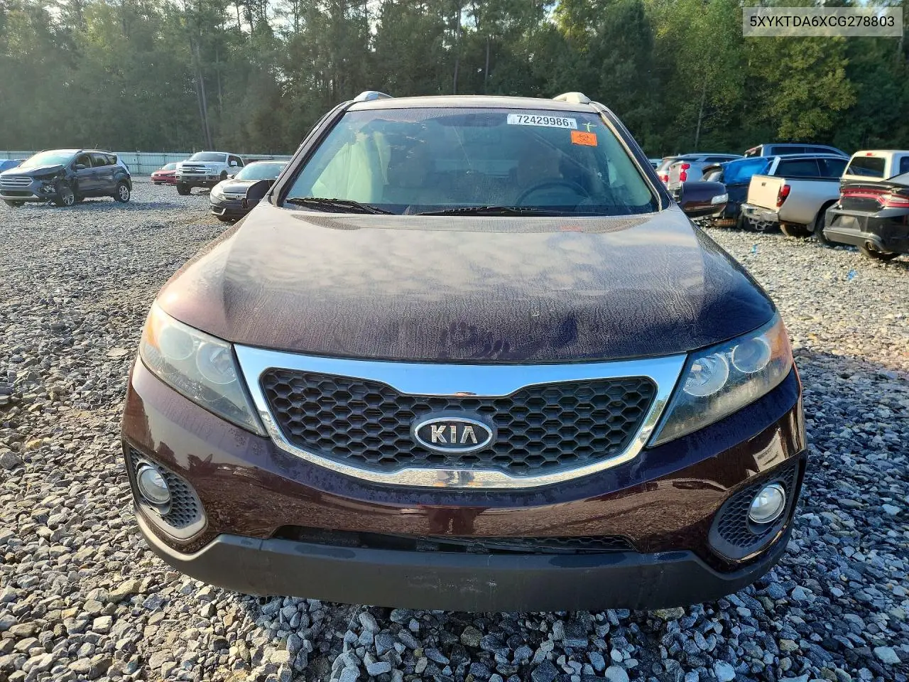 2012 KIA SORENTO VIN 5XYKTDA6XCG278803 — фото 5
