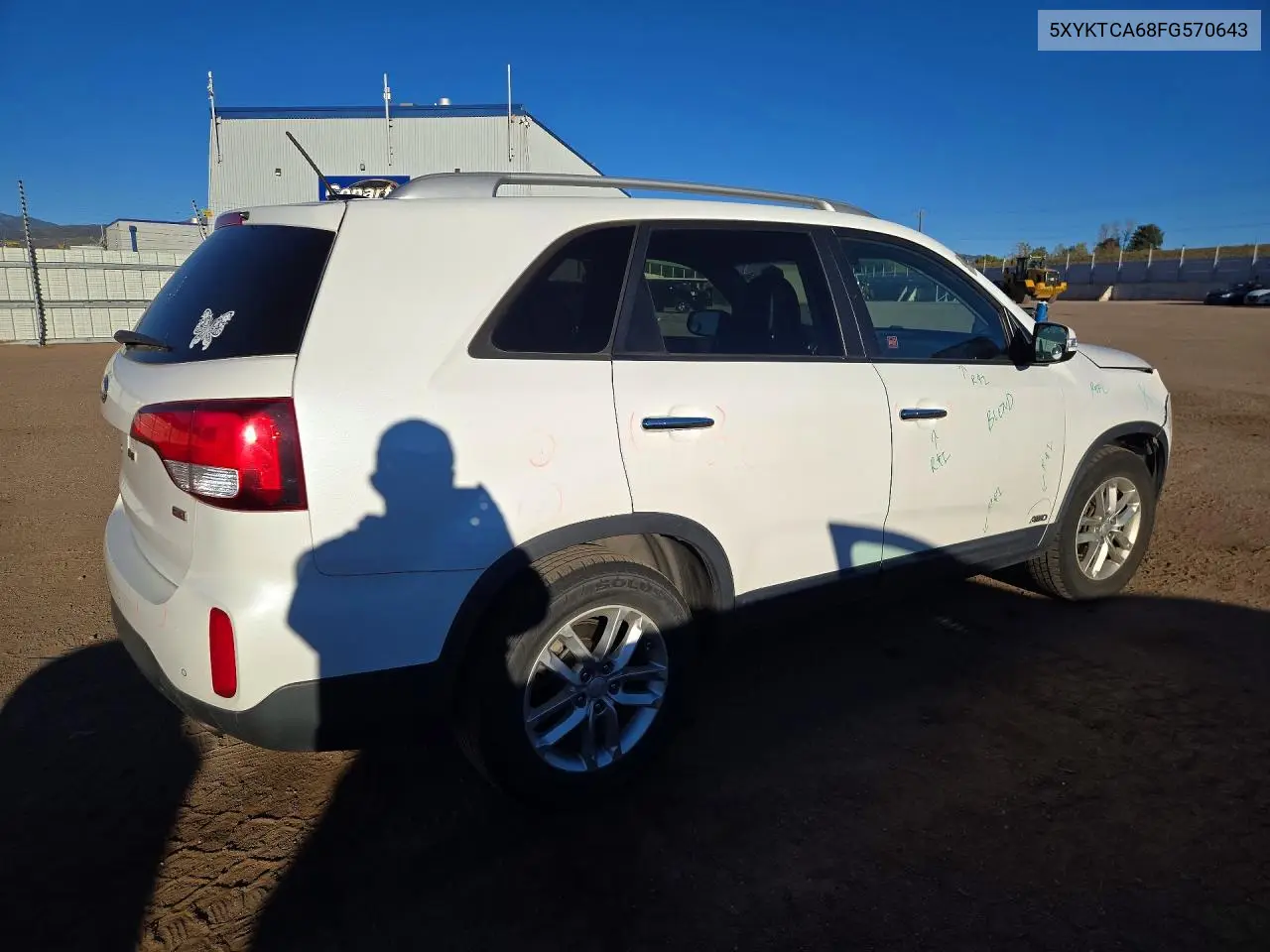 2015 KIA SORENTO VIN 5XYKTCA68FG570643 — фото 3