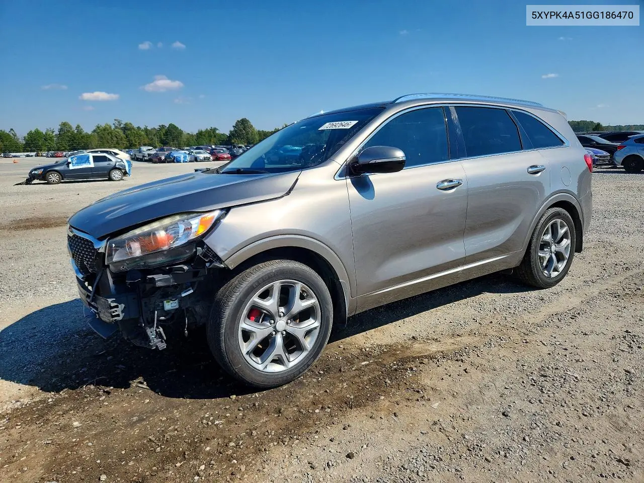 KIA SORENTO 2016, VIN 5XYPK4A51GG186470