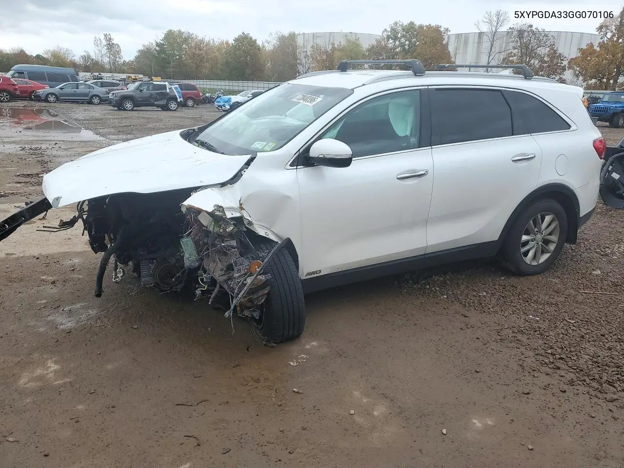 KIA SORENTO 2016, VIN 5XYPGDA33GG070106
