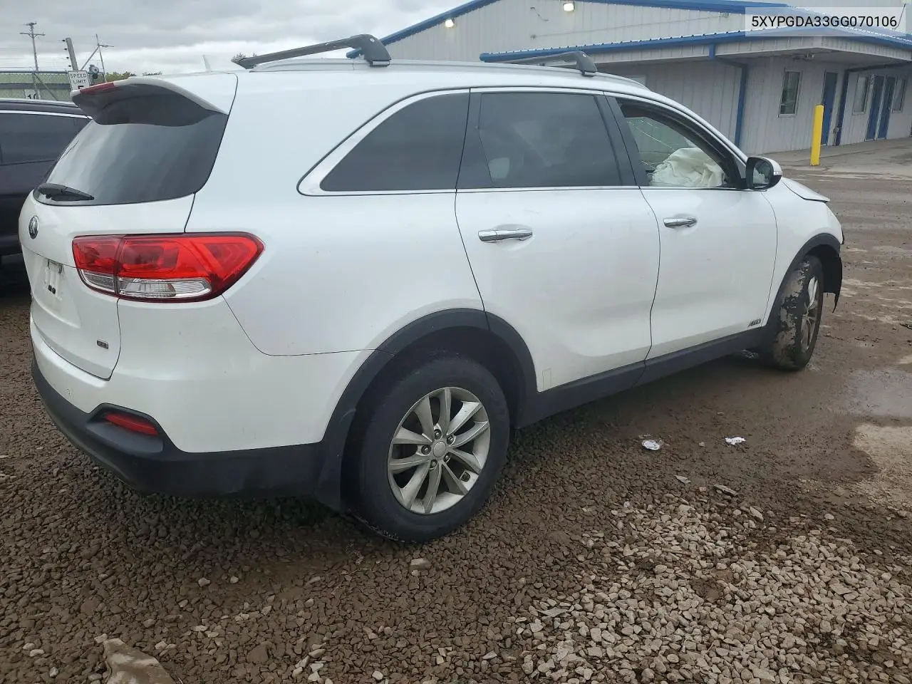 2016 KIA SORENTO VIN 5XYPGDA33GG070106 — фото 3