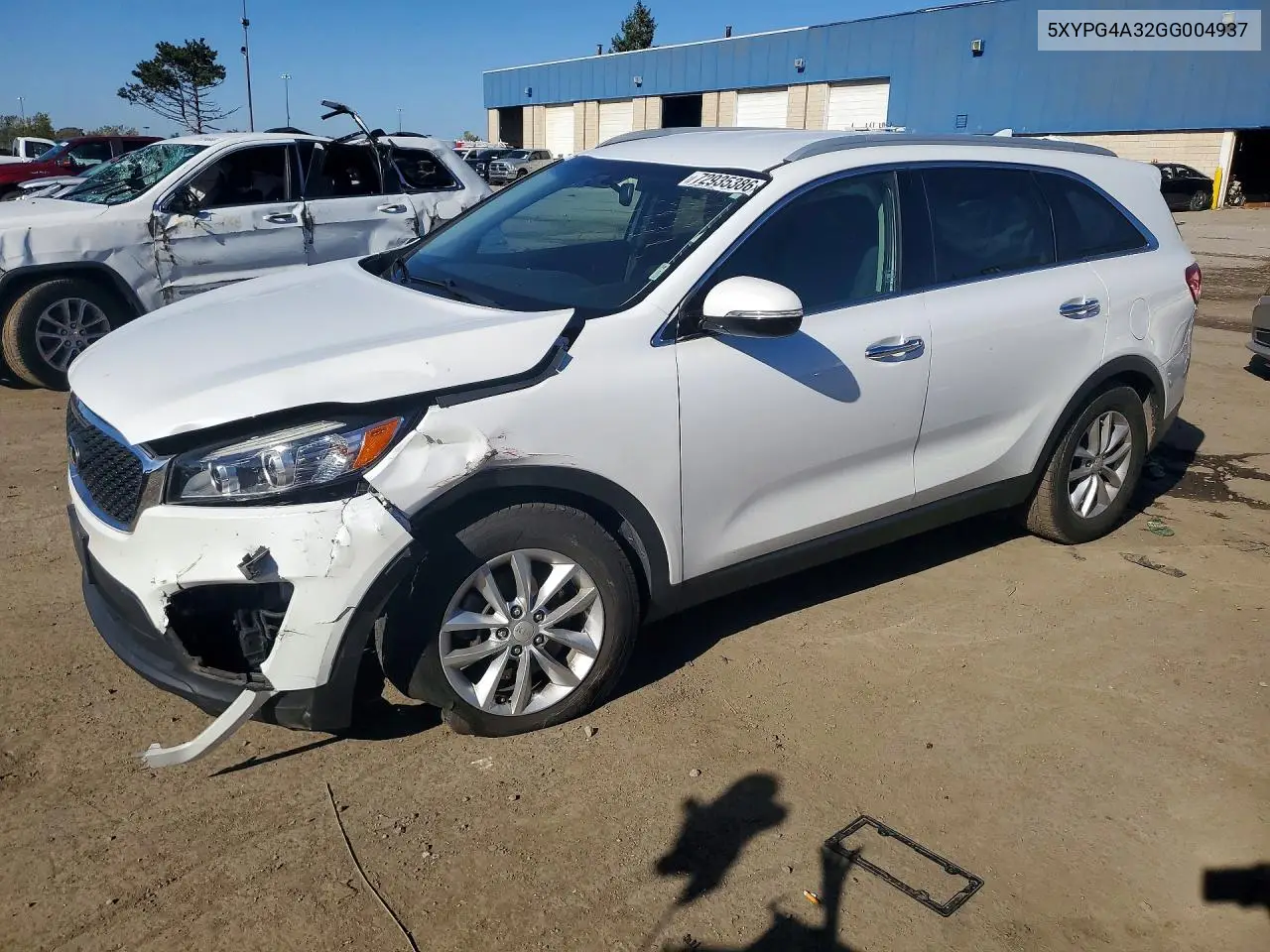 KIA SORENTO 2016, VIN 5XYPG4A32GG004937