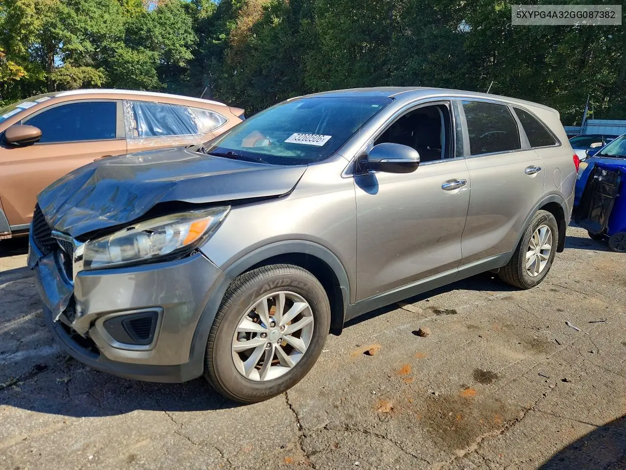 KIA SORENTO 2016, VIN 5XYPG4A32GG087382