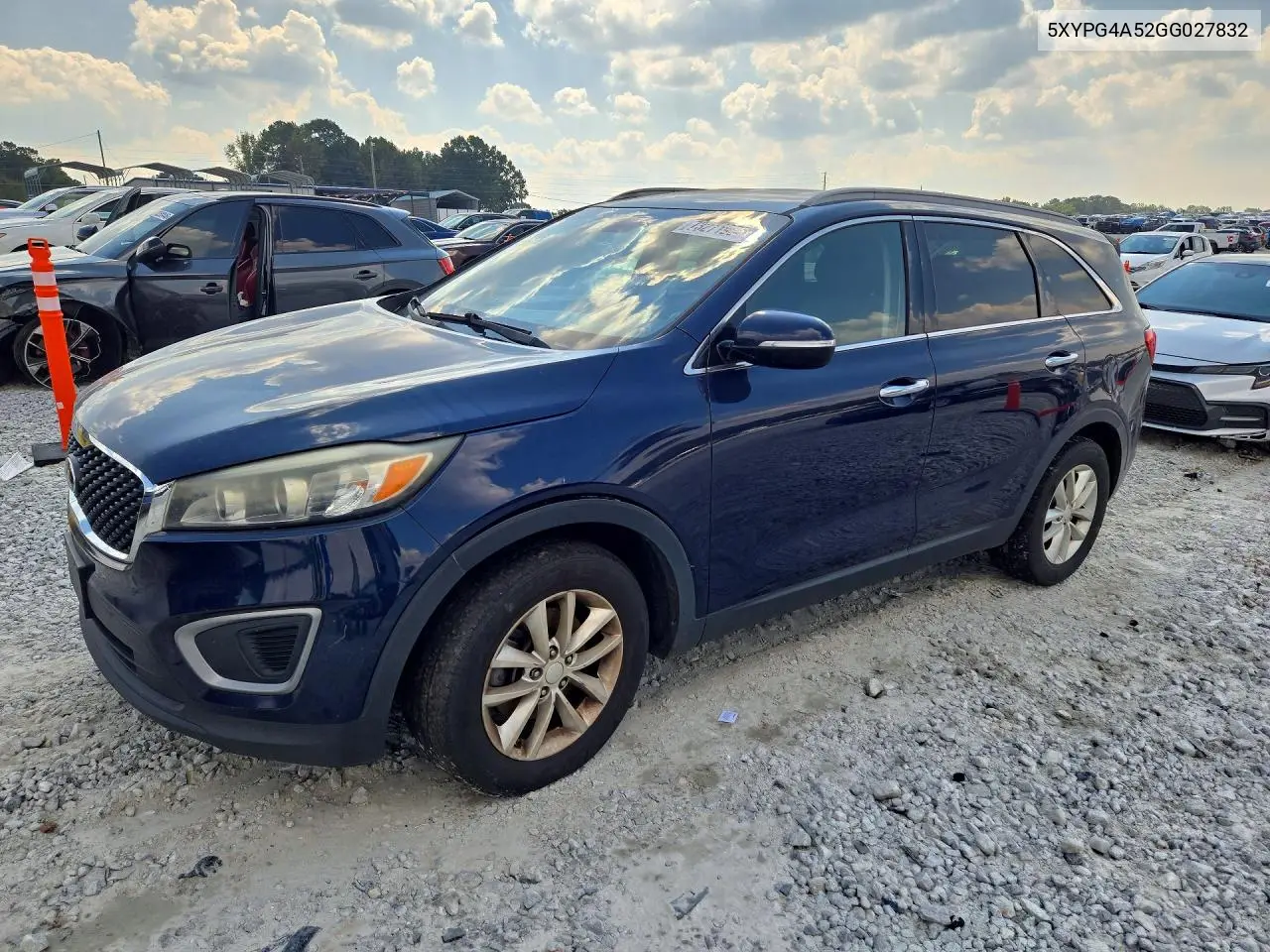 KIA SORENTO 2016, VIN 5XYPG4A52GG027832