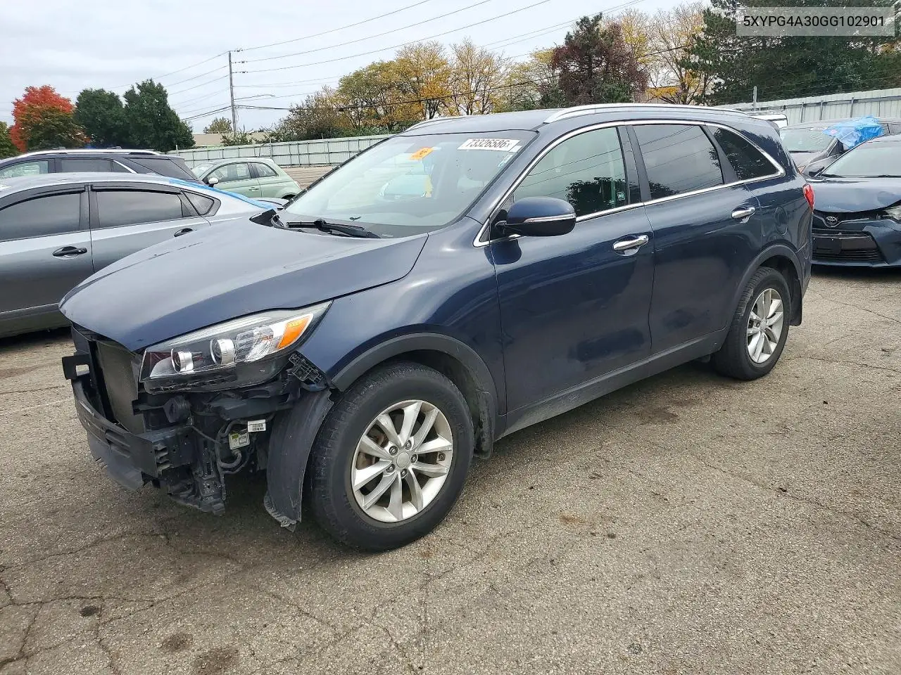 KIA SORENTO 2016, VIN 5XYPG4A30GG102901