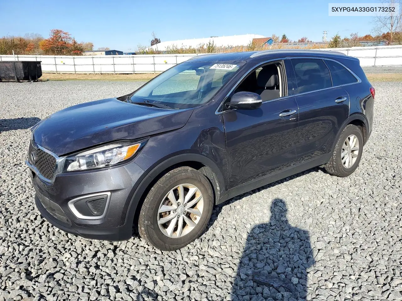KIA SORENTO 2016, VIN 5XYPG4A33GG173252