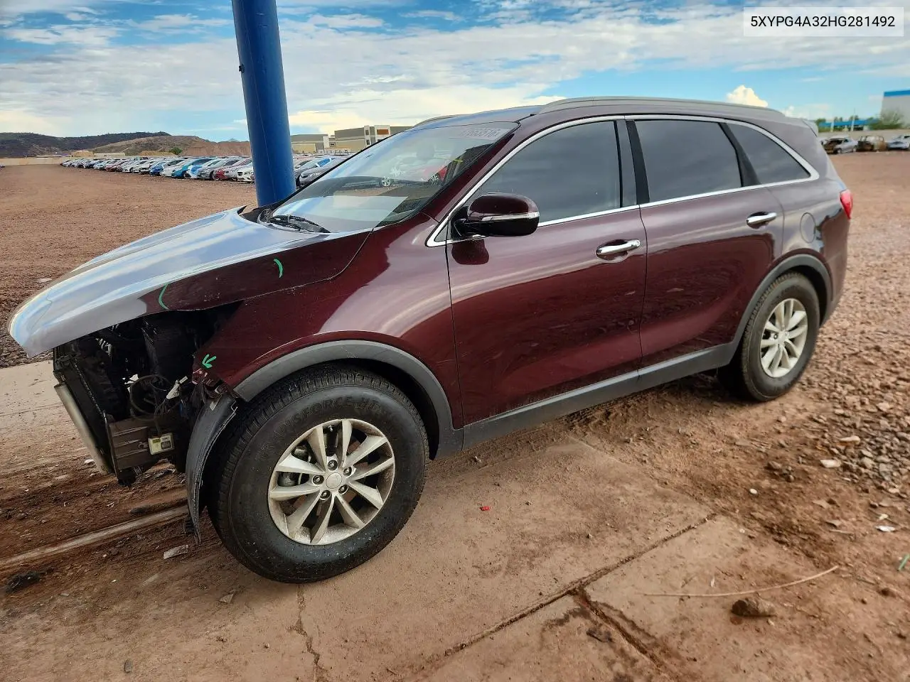 KIA SORENTO 2017, VIN 5XYPG4A32HG281492