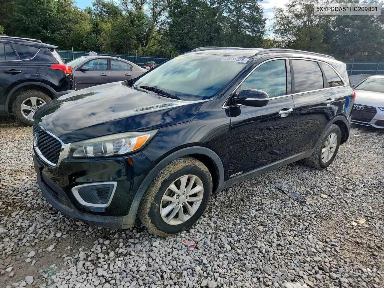 KIA SORENTO 2017, VIN 5XYPGDA51HG209801
