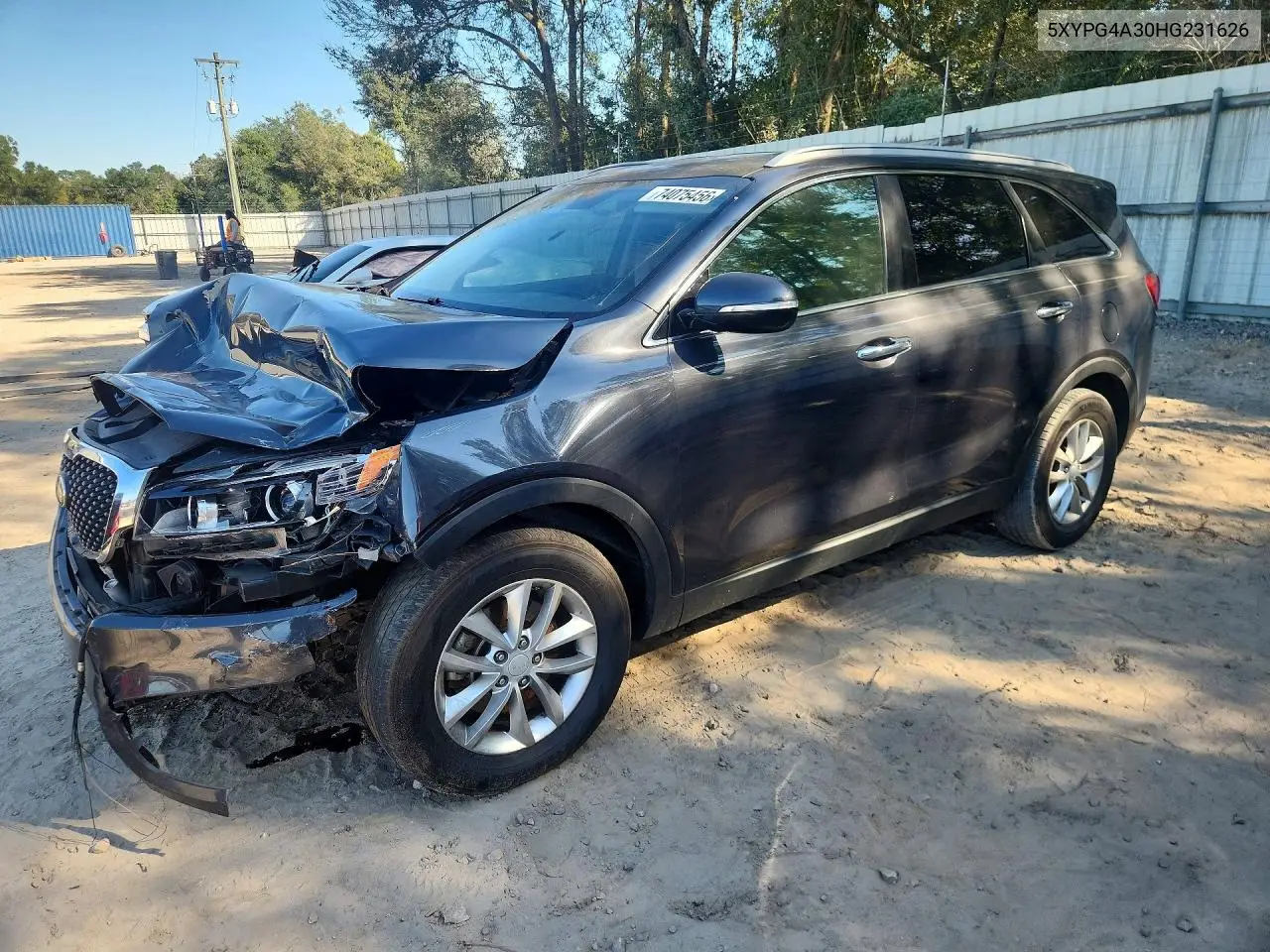 KIA SORENTO 2017, VIN 5XYPG4A30HG231626