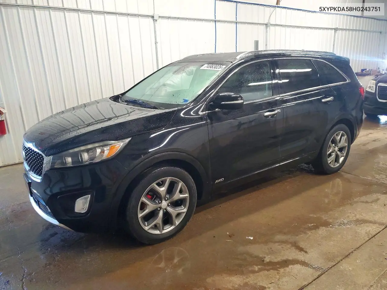 KIA SORENTO 2017, VIN 5XYPKDA58HG243751