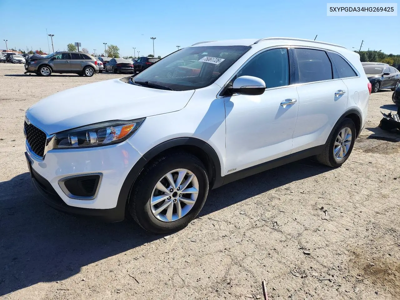 KIA SORENTO 2017, VIN 5XYPGDA34HG269425