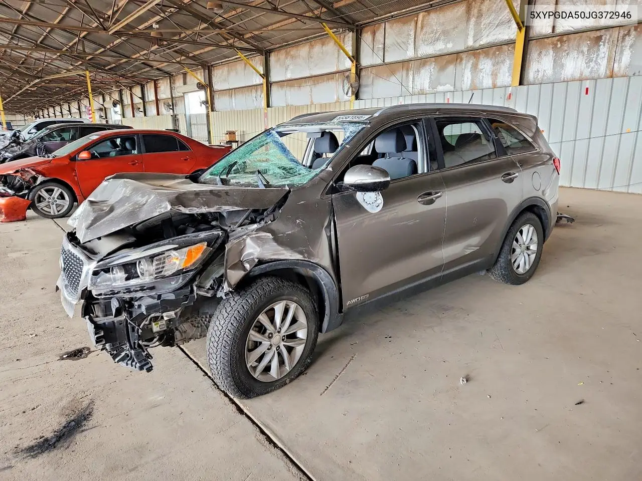 KIA SORENTO 2018, VIN 5XYPGDA50JG372946