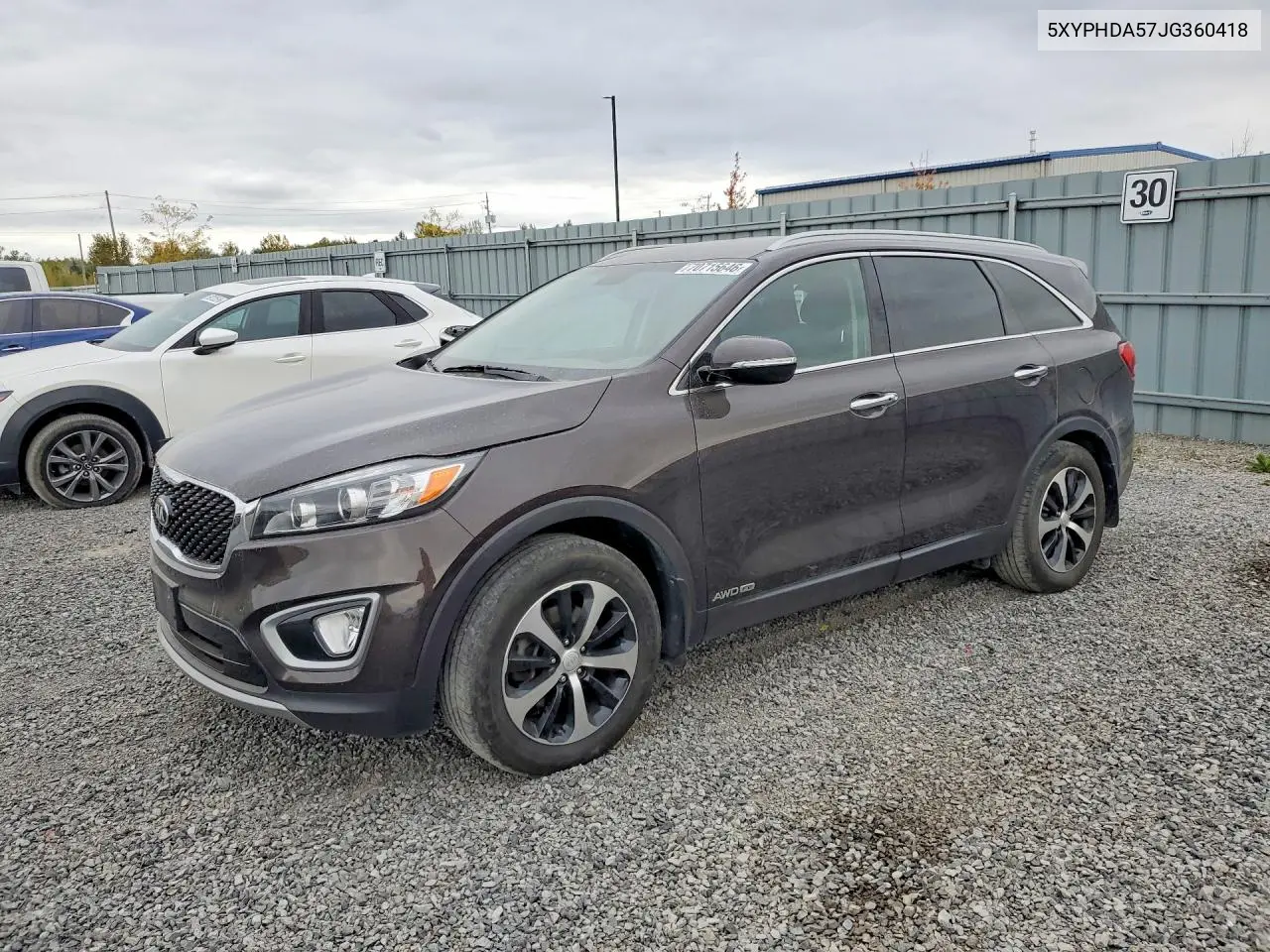 KIA SORENTO 2018, VIN 5XYPHDA57JG360418