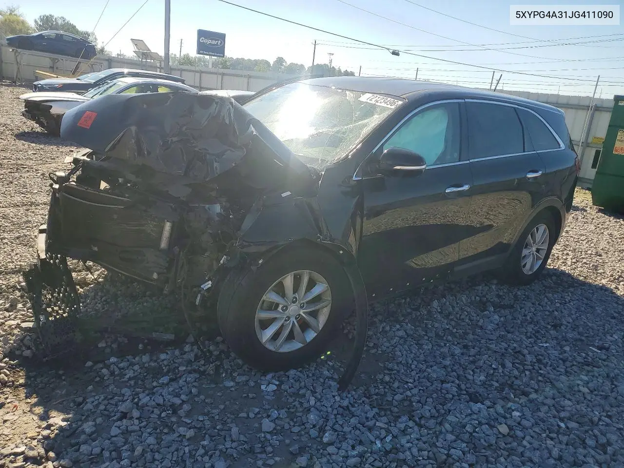 KIA SORENTO 2018, VIN 5XYPG4A31JG411090