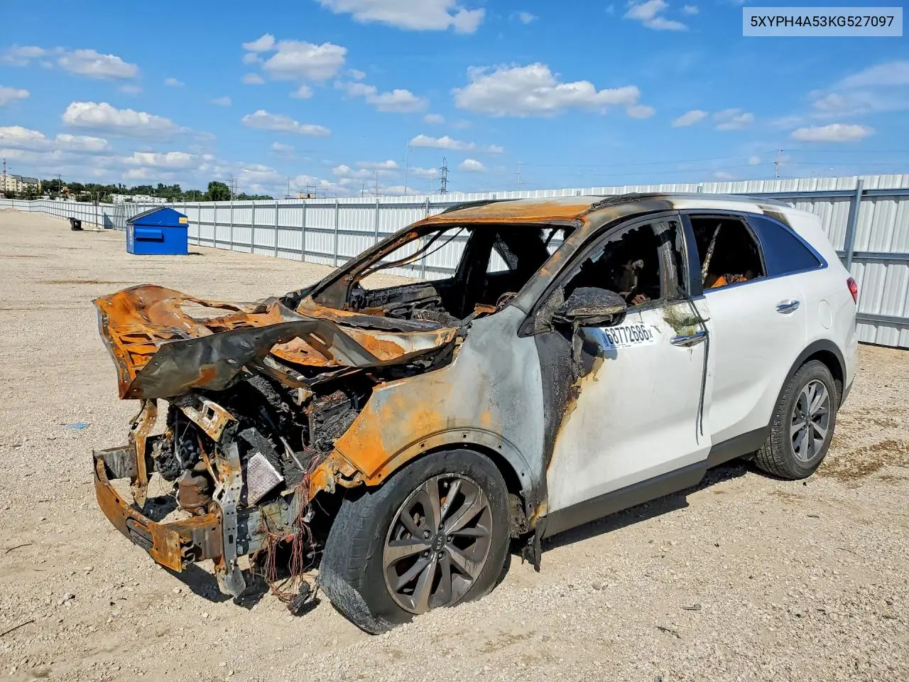 KIA SORENTO 2019, VIN 5XYPH4A53KG527097