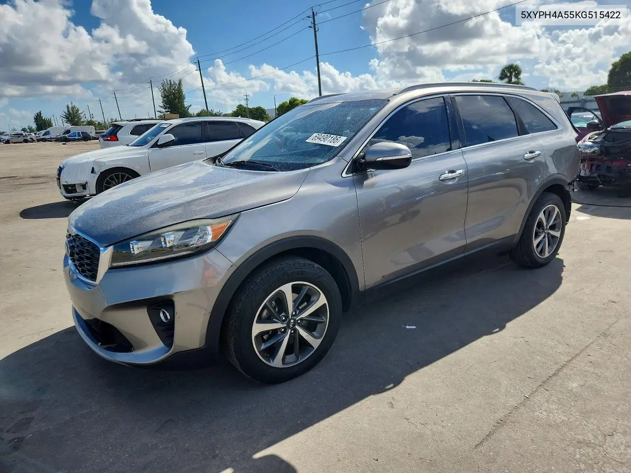 KIA SORENTO 2019, VIN 5XYPH4A55KG515422