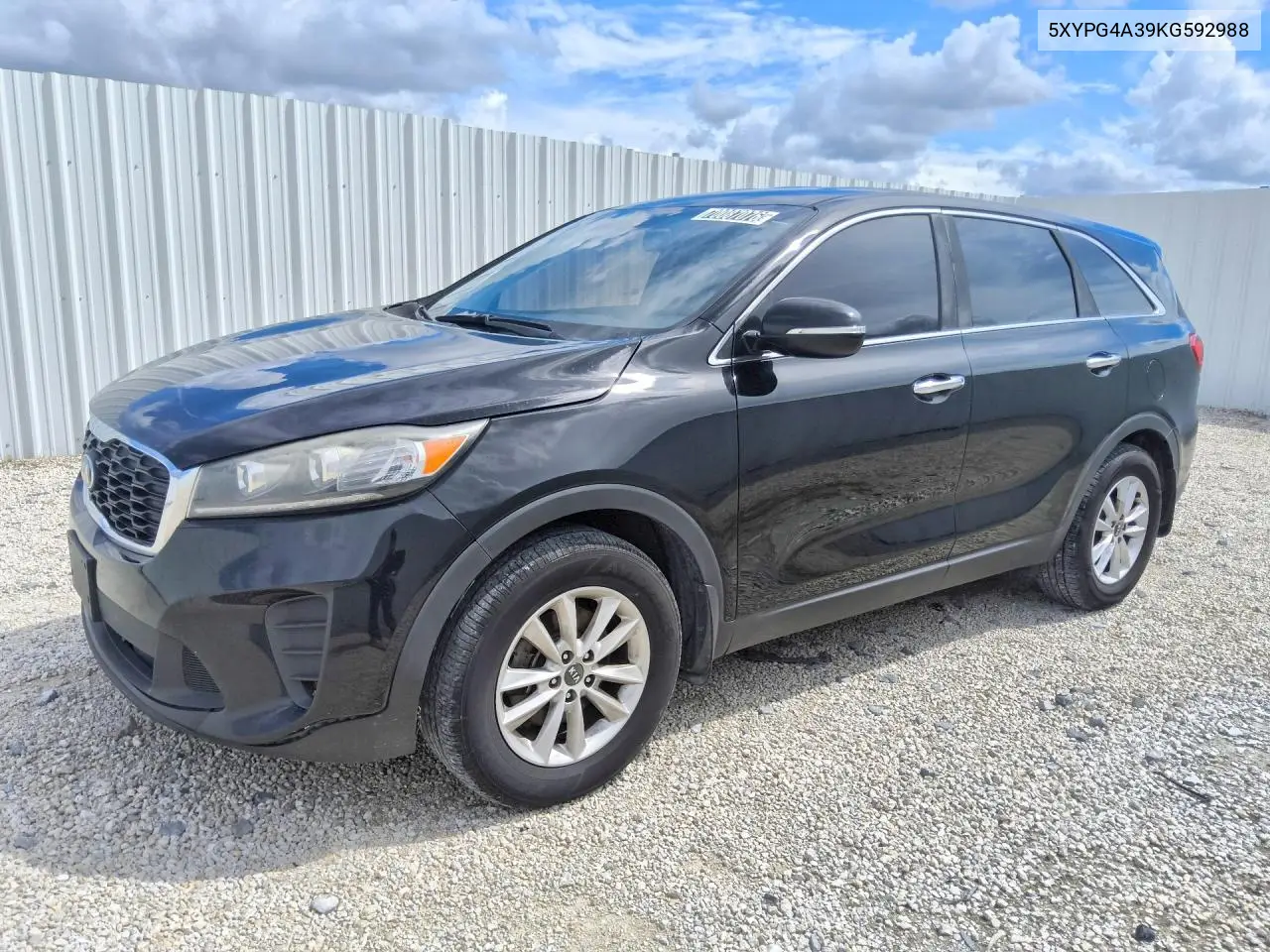 KIA SORENTO 2019, VIN 5XYPG4A39KG592988