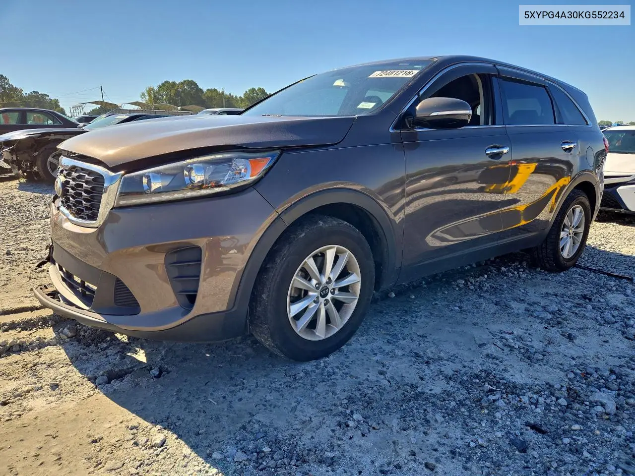 KIA SORENTO 2019, VIN 5XYPG4A30KG552234