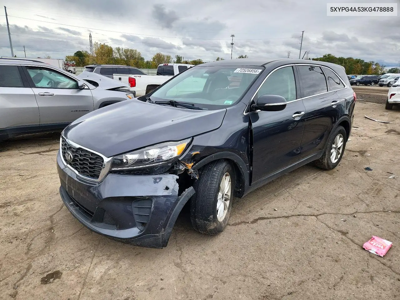KIA SORENTO 2019, VIN 5XYPG4A53KG478888