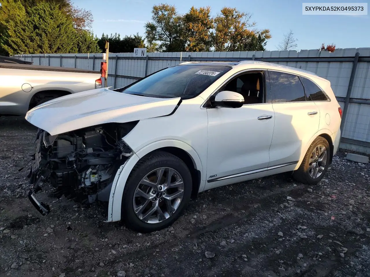 KIA SORENTO 2019, VIN 5XYPKDA52KG495373