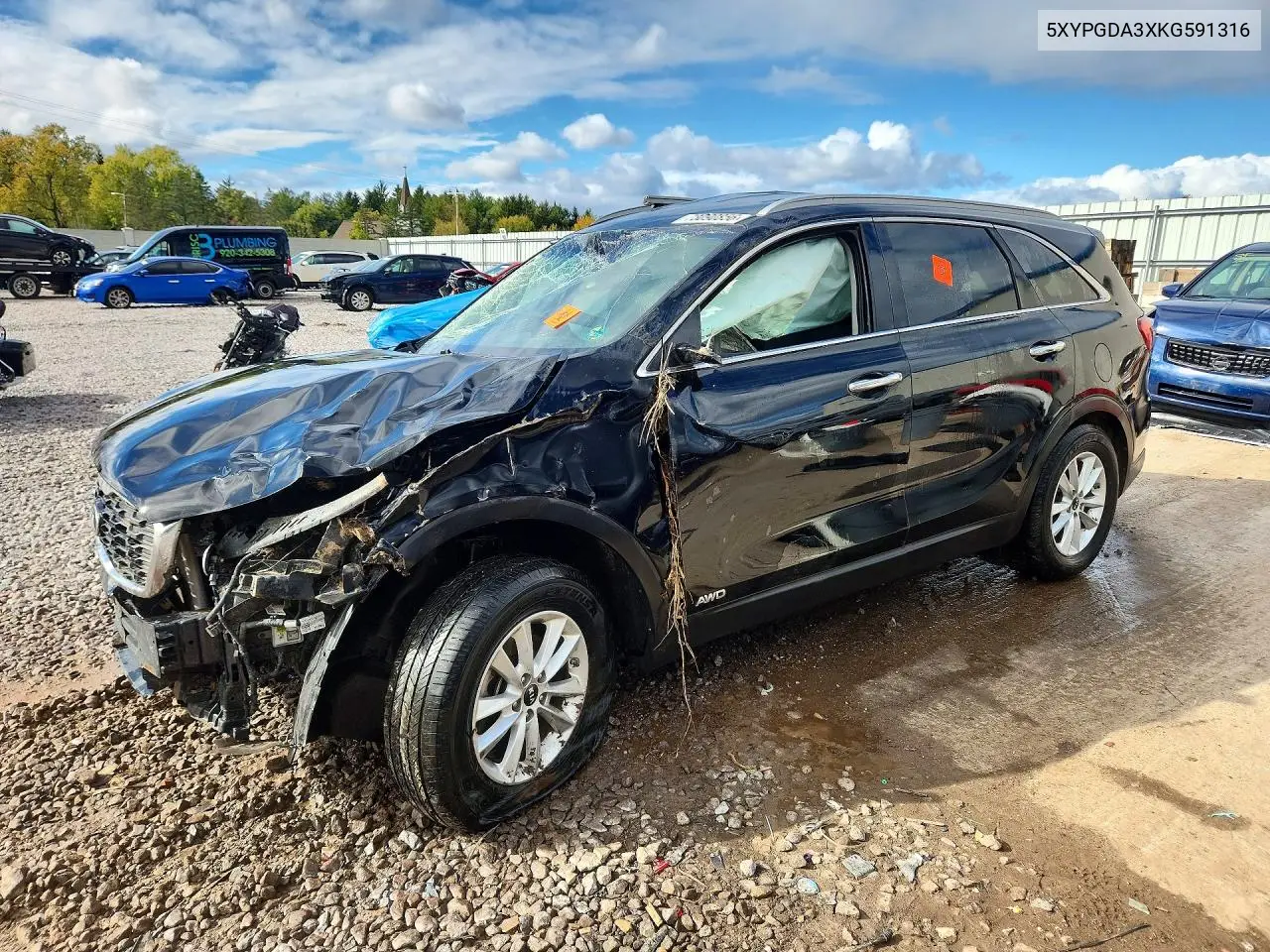KIA SORENTO 2019, VIN 5XYPGDA3XKG591316