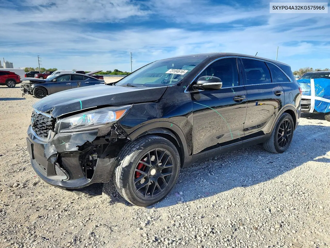 KIA SORENTO 2019, VIN 5XYPG4A32KG575966
