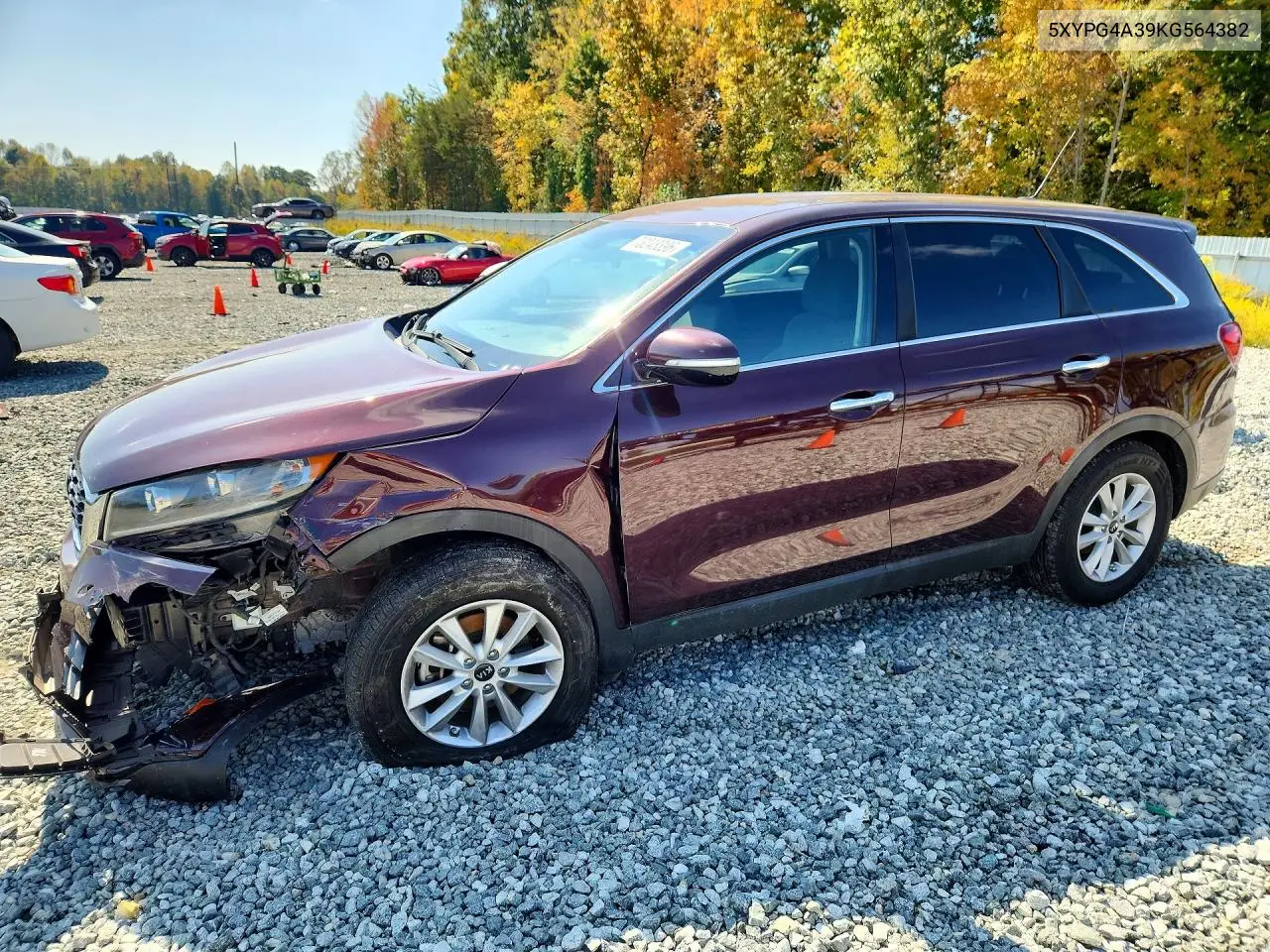 KIA SORENTO 2019, VIN 5XYPG4A39KG564382