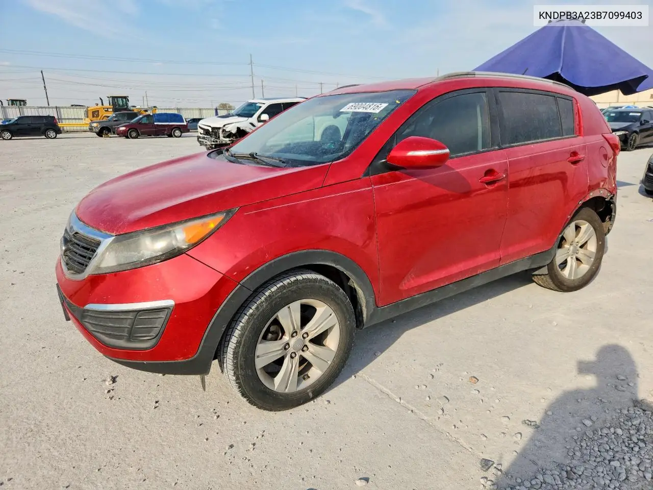 KIA SPORTAGE 2011, VIN KNDPB3A23B7099403