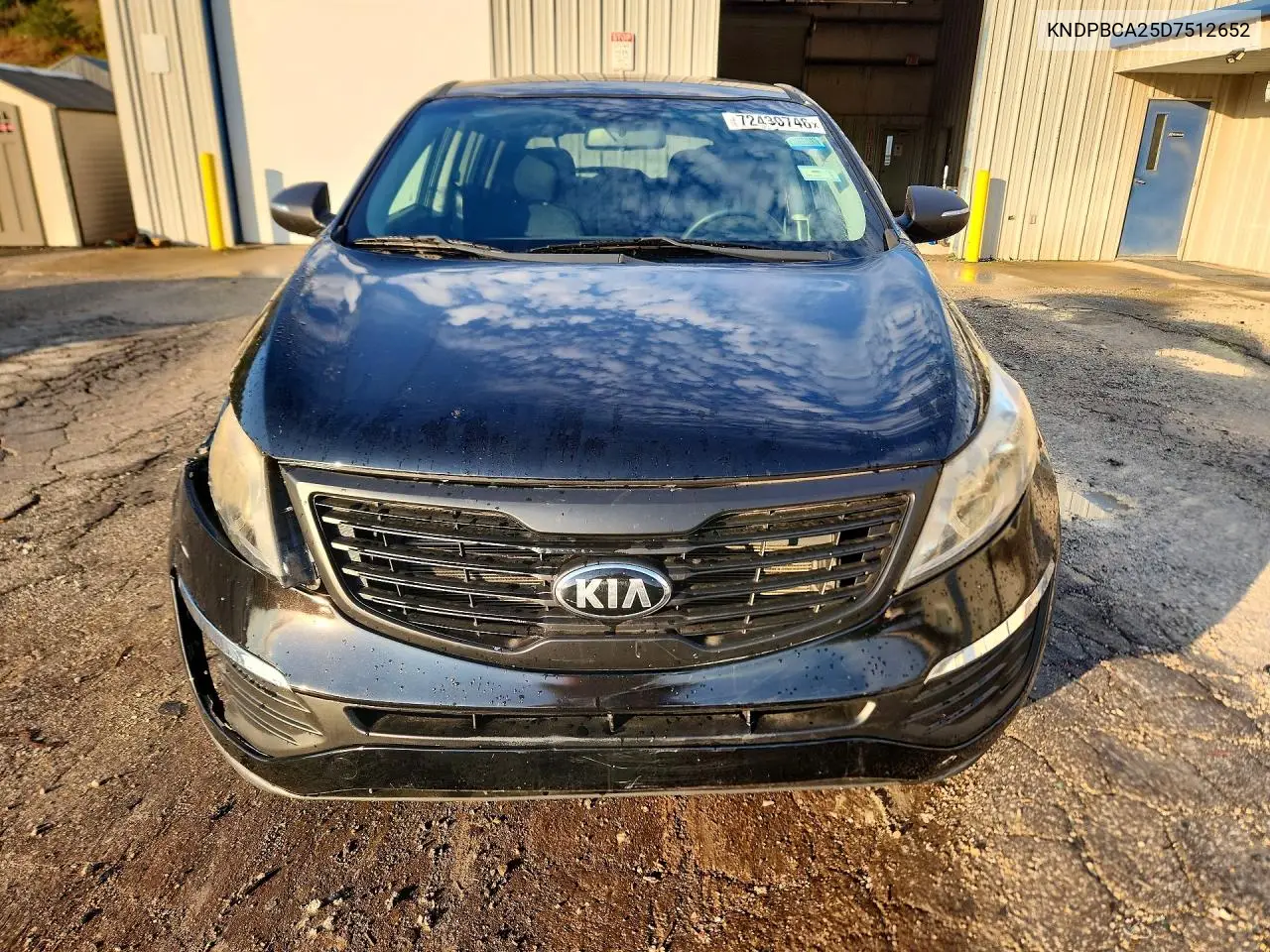 2013 KIA SPORTAGE VIN KNDPBCA25D7512652 — фото 5