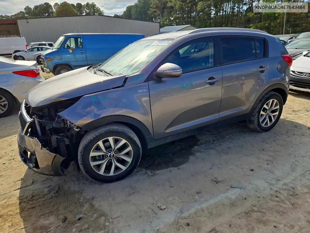 KIA SPORTAGE 2014, VIN KNDPBCAC4E7643484