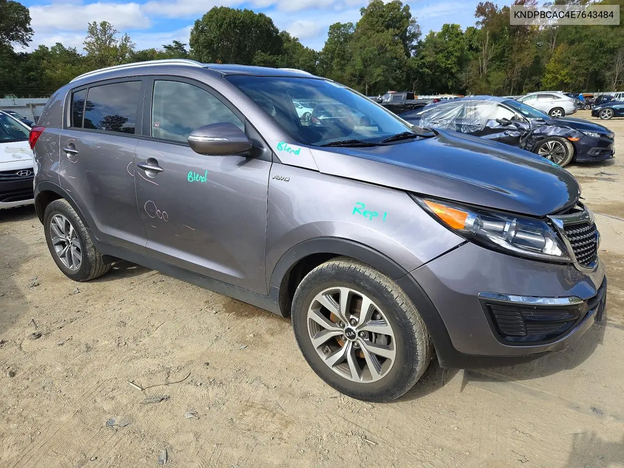 2014 KIA SPORTAGE VIN KNDPBCAC4E7643484 — фото 4