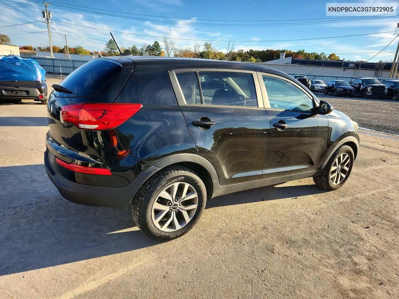 2016 KIA SPORTAGE VIN KNDPBCAC3G7872905 — фото 3