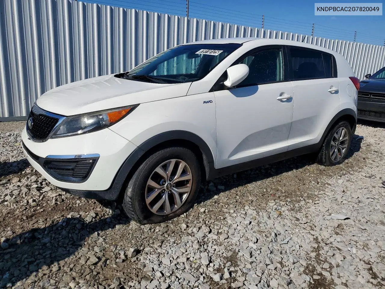 KIA SPORTAGE 2016, VIN KNDPBCAC2G7820049