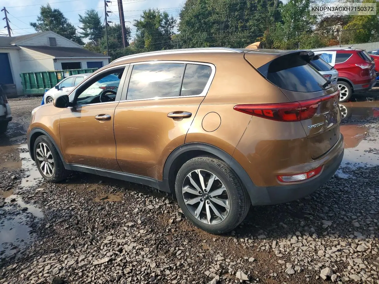 2017 KIA SPORTAGE VIN KNDPN3ACXH7150372 — фото 2